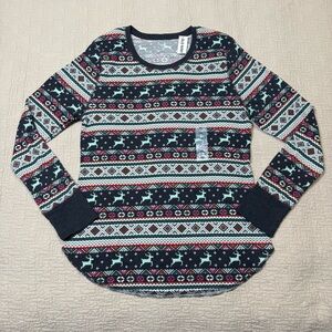Old Navy Holiday Fair Isle Reindeer Long Sleeve Thermal Size XL